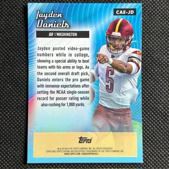 2024 Topps Chrome All-Etch #CAE-JD Jayden Daniels (RC) Washington Commanders - Picture 2 of 2